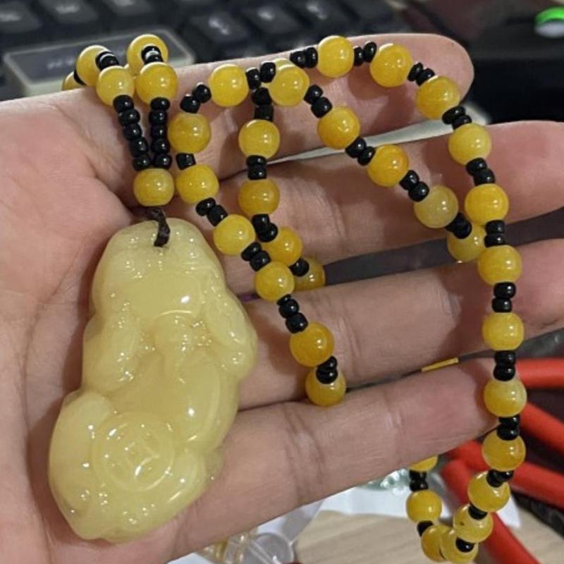 Unisex Chinesische Pixiu Anhänger Halskette Mode Charm Schmuck Geschnitzte Segen Perle Halskette Männer Frauen Glück Schmuck