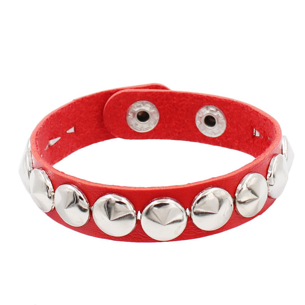 2025 Red Pink Hip Hop Rock PU Leather Bracelet Punk Stud Spike Rivet Punk Bangle Bracelet Wristband Jewelry Accessories Gifts