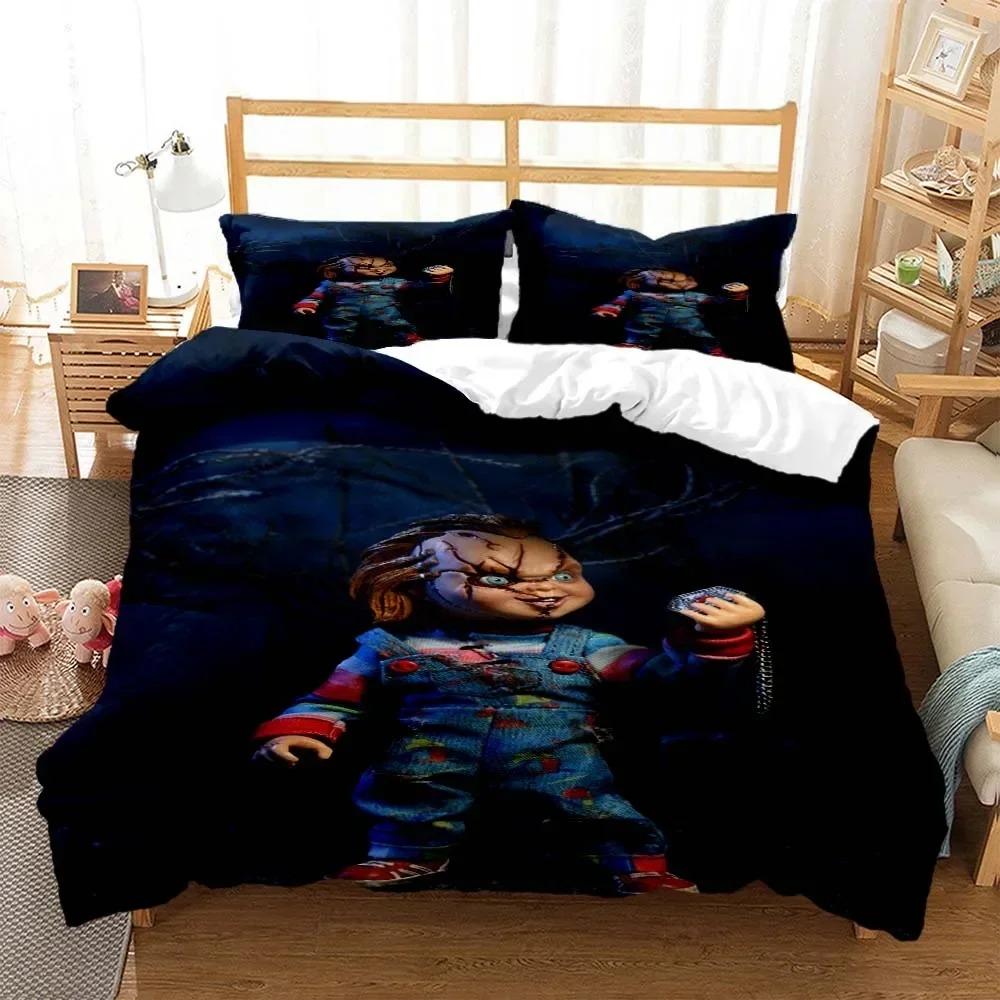Comforter Halloween Horror Movie Clown Bedding Set 3D Printed Suitable For Bedroom Kids Home Textile