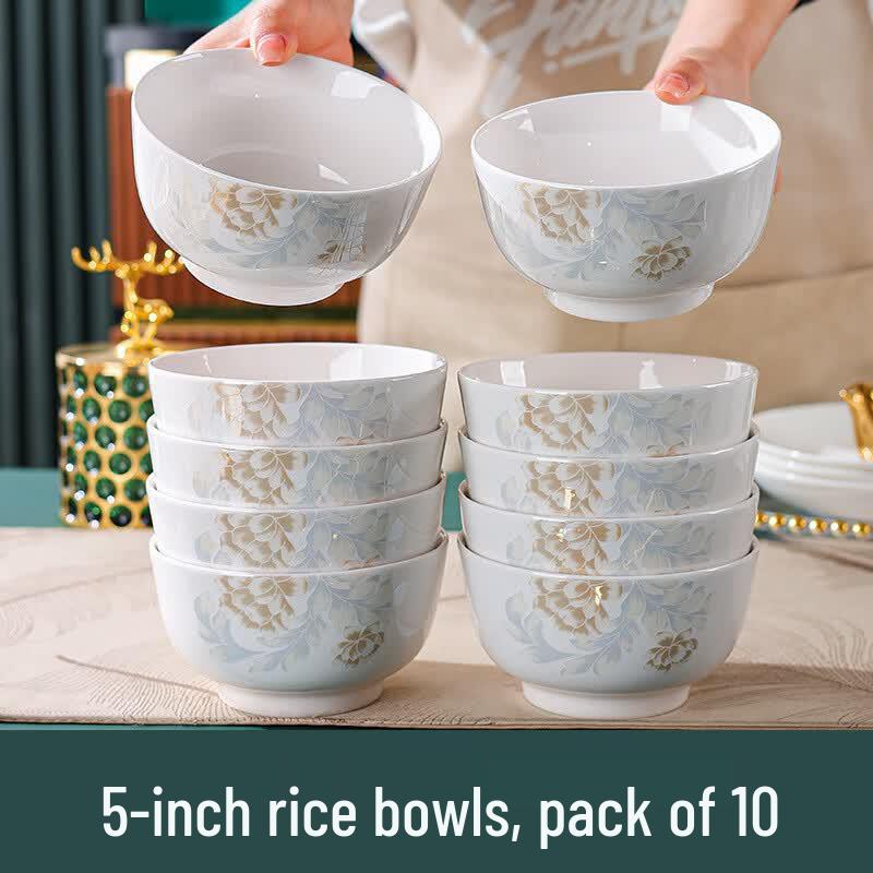 OIMG Minimalist Ceramic 5-Inch Bowl Set - 10 Pack