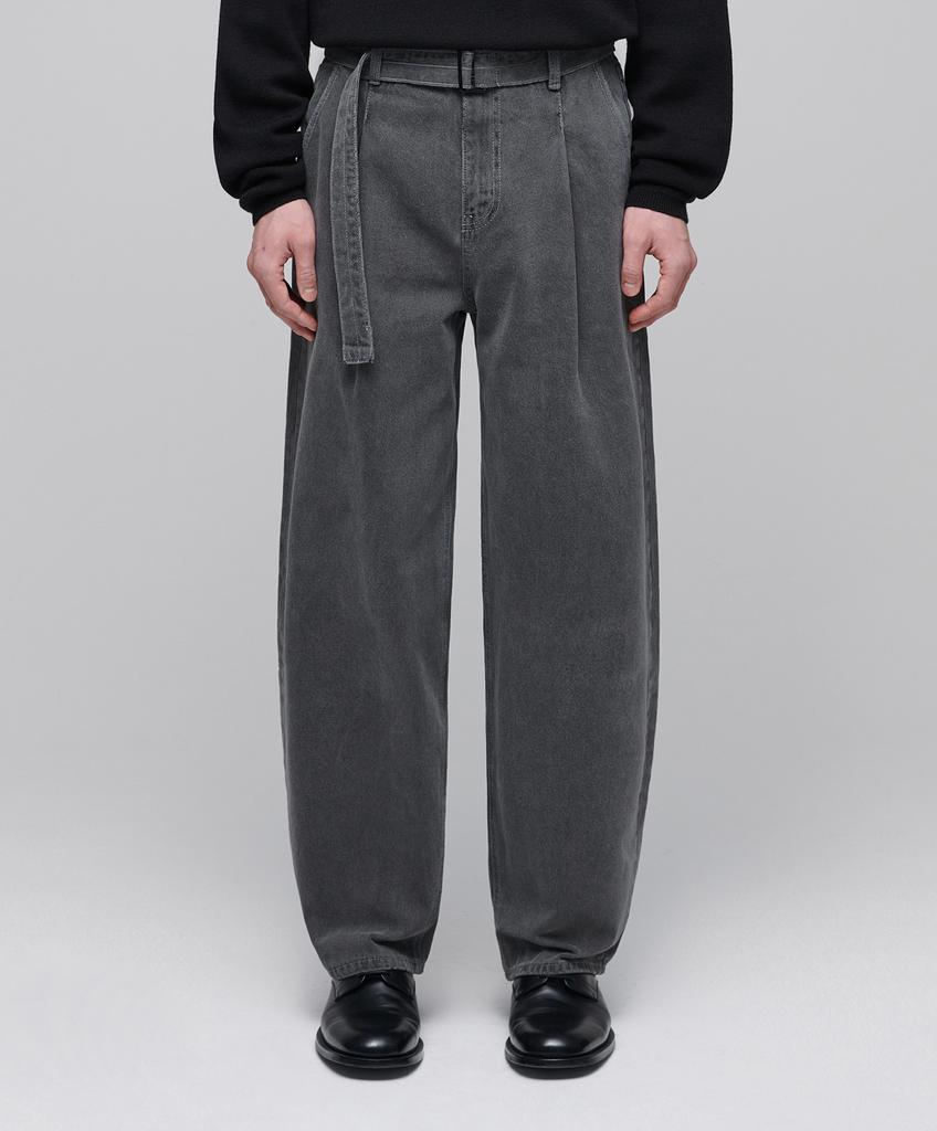 Musinsa Standard Belted Semi-Balloon Denim Pants [Gray]