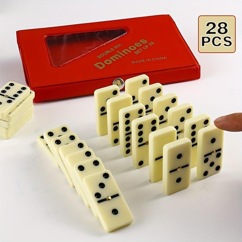 28pcs Dominoes Card Chess Board Games Playthings featuring PVC Storage Box thanksgiving Day Christmas Gift Idea Christmas Halloween Gift Idea