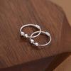 Silver 2/3 Beads Hoop Earrings For Women Classic Fine Jewelry Light Geometric Accessories