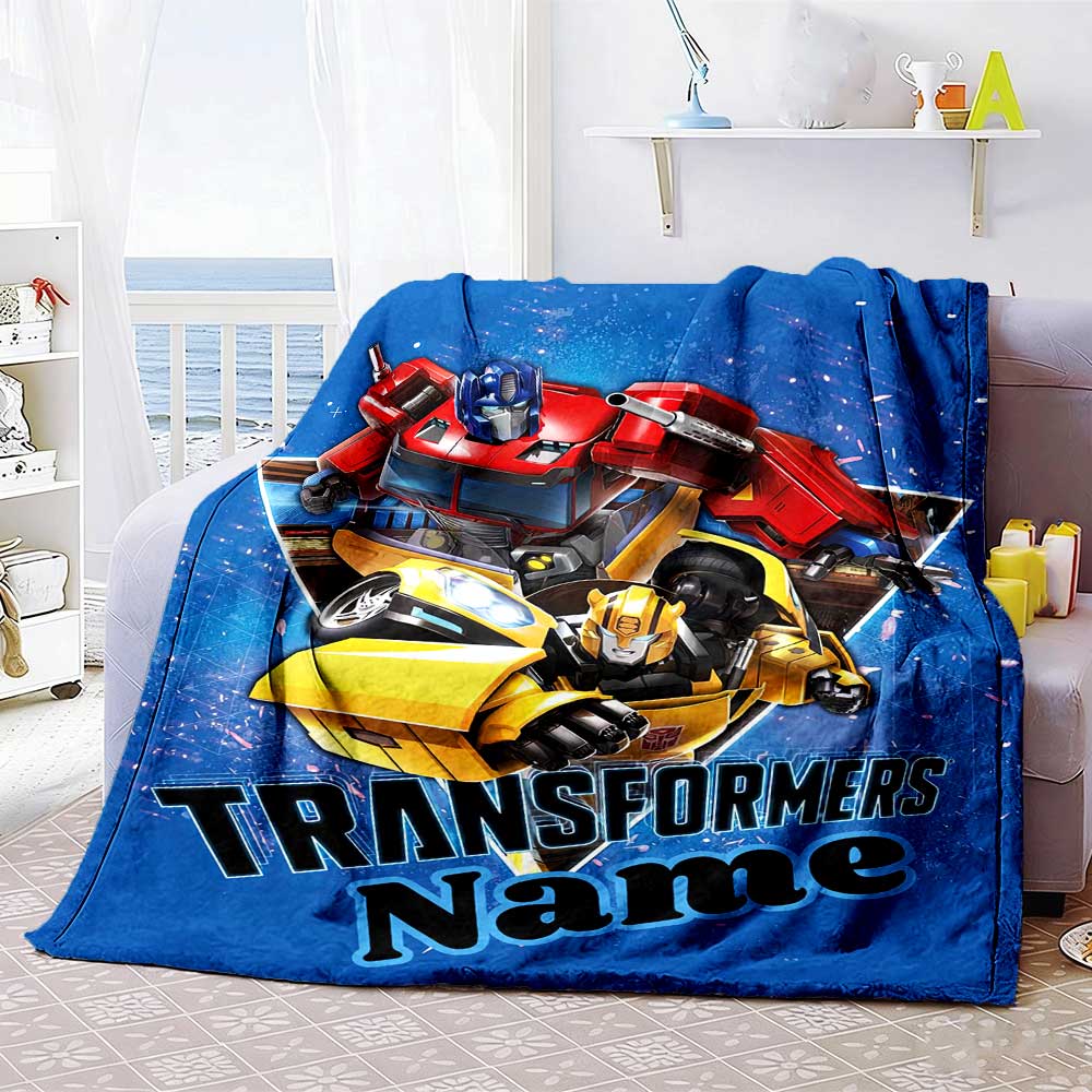 Transformers Fans (2) Customize Text Blanket Throw Customizable Blanket Soft & Cozy Perfect for Chair Livingroom Home Decor Bed All-Season Use