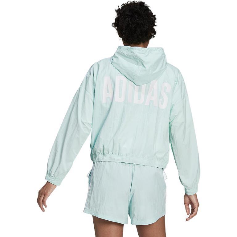 adidas Women's Essentials Repeat Logo Loose Fit Windbreaker Green HC9158