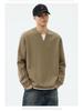 Men's Black Waffle Texture Faux Two-Piece Henley Long Sleeve T-Shirt - Korean College Style for Autumn