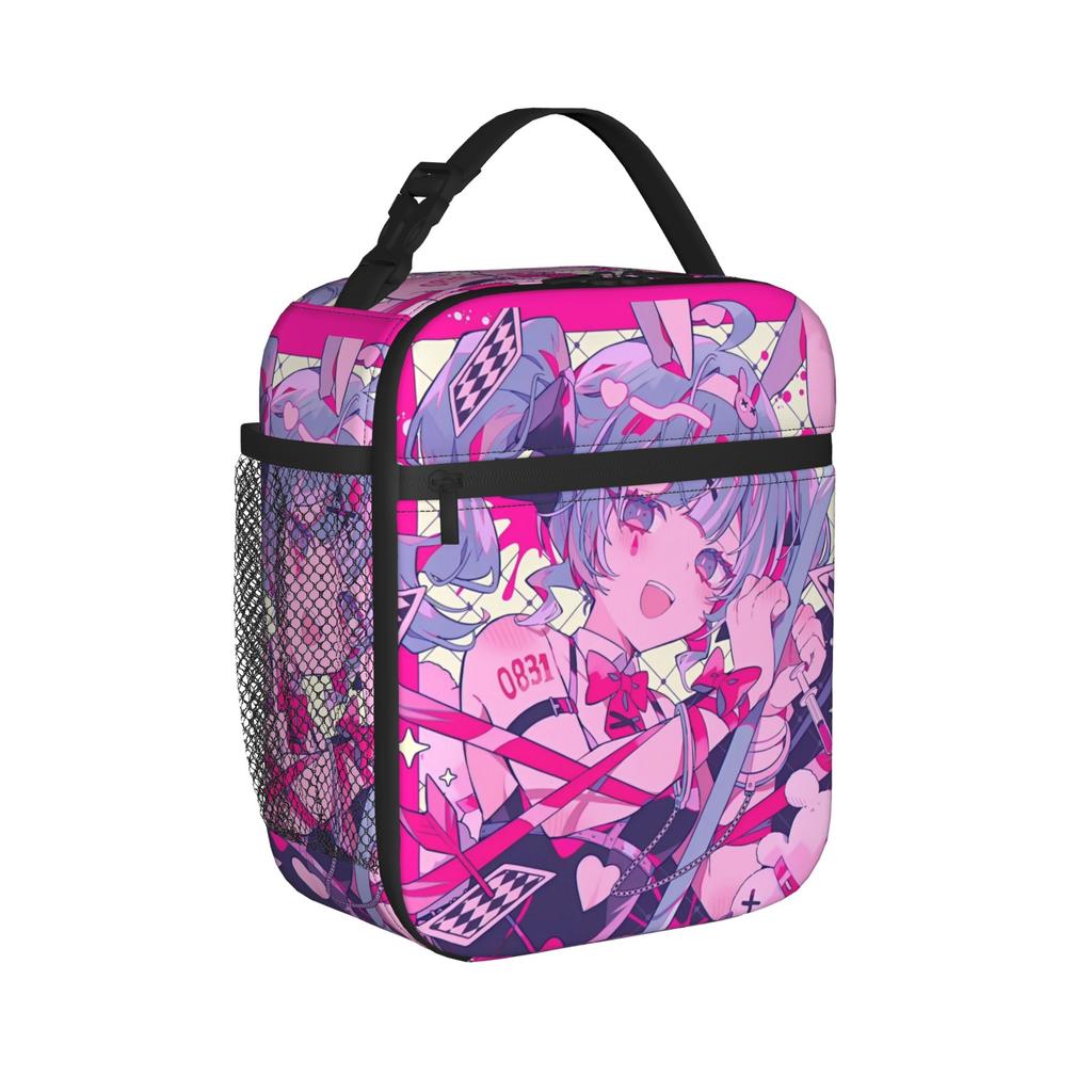 Hatsune Miku Insulated Lunch Bags Cooler Bag Reusable,Meal Container Vocaloid Girl Anime Portable Tote Lunch Box Bento Pouch