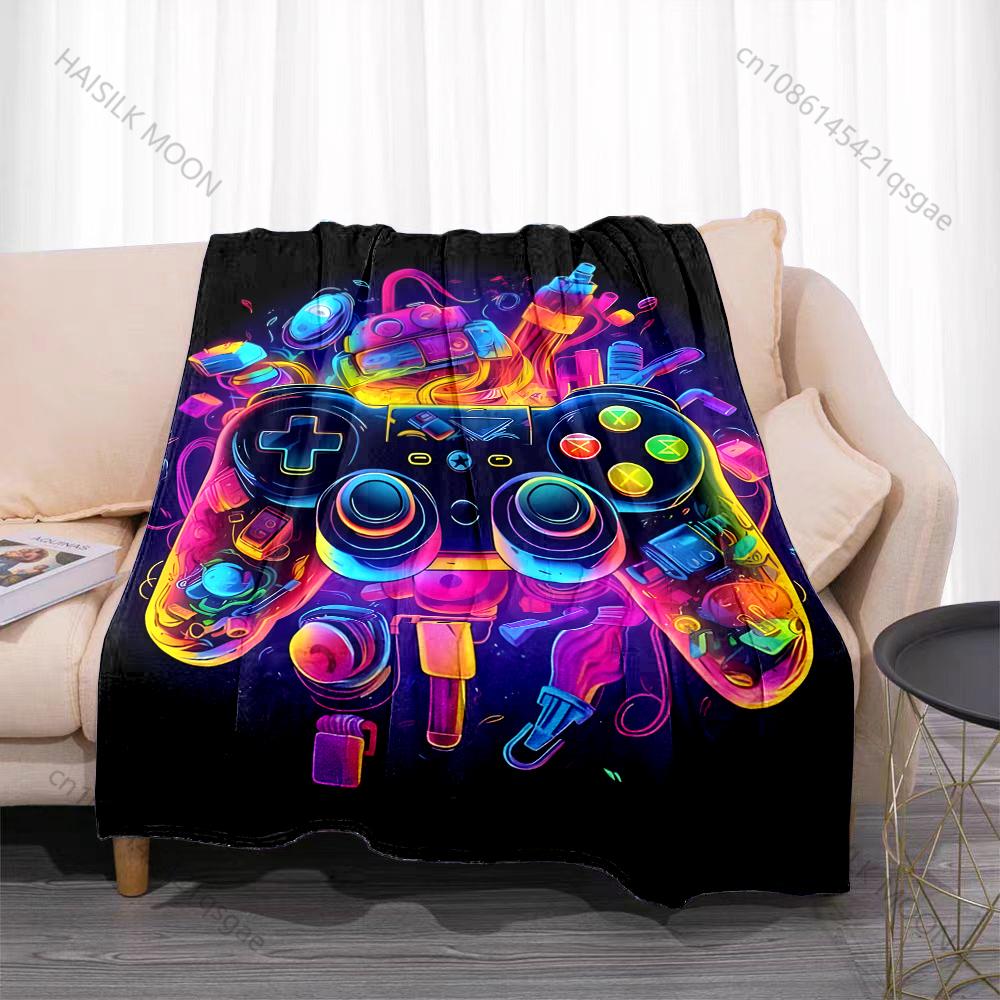 Game Controller with Colorful Elements Blanket Suitable for Home Bedroom Sofa Travel Camping Blanket Various Sizes for Gifts