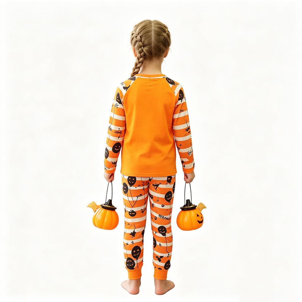 Matching Parent-Child Halloween Print Loungewear Set for Family Home Clothing