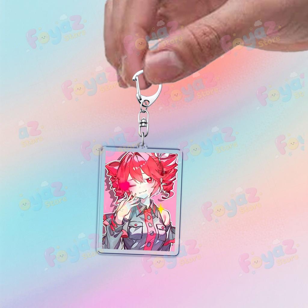 Cute Anime Girl Kasane Teto Keychain Accessories Bag Kawaii Manga Key Ring Chains Jewelry Fans Friends Birthday Gifts