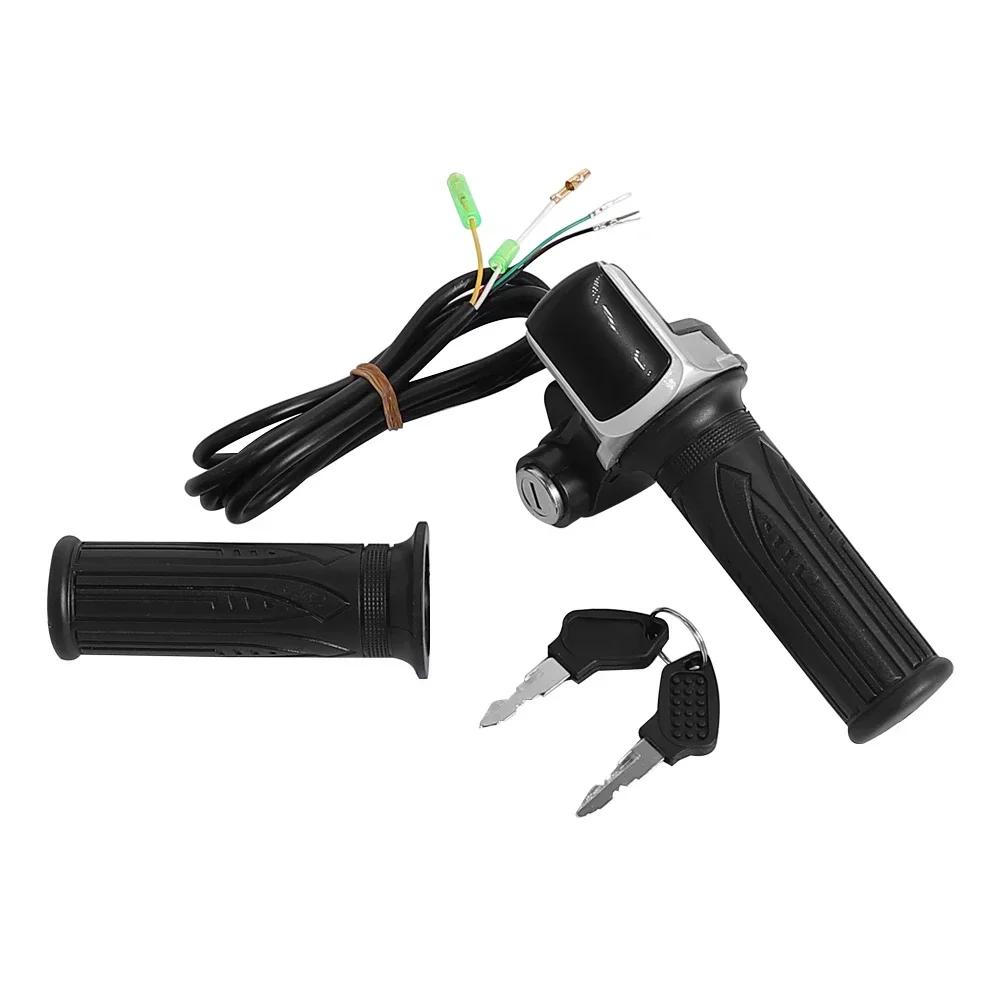24/36/48/60V Throttle Handlebar Grip Power Speed Rotary With Key With LCD Battery Display For Electric Scooter Bike Parts