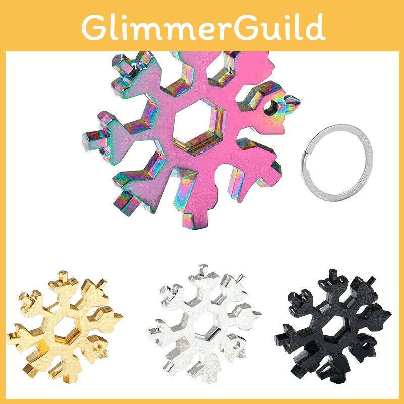 Compact And Durable 18 In 1 Snowflake Multi Tool With Convenient Key Chain Attachment