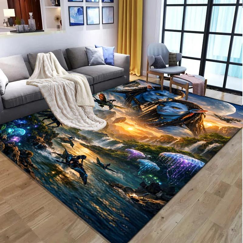 Alfombra con Patrón de Avatar, Felpudo para Interior/Exterior, para Picnic, Sala de Juegos, Dormitorio, Oficina, Sala de Estar, Alfombra Decorativa para el Hogar, Regalo de Cumpleaños