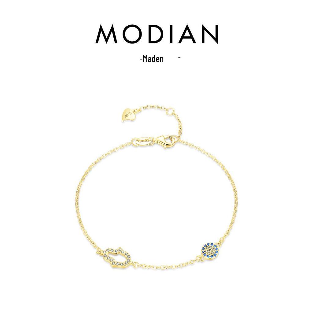 Modian S925 Sterling Silver Devil's Eye Diamond Bracelet for Women - Light Luxury European American Style.