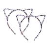 2ks Čelenky s kočičími uši Leopardí potisk Černá kočka Kotě Zvířecí uši Vlasová obruč Halloweenská kostýmová párty Cosplay doplňky
