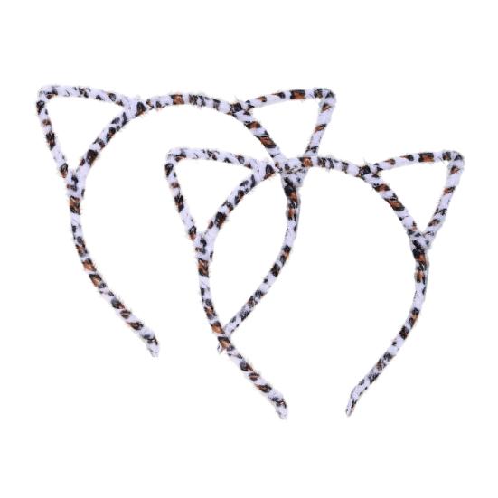 2ks Čelenky s kočičími uši Leopardí potisk Černá kočka Kotě Zvířecí uši Vlasová obruč Halloweenská kostýmová párty Cosplay doplňky