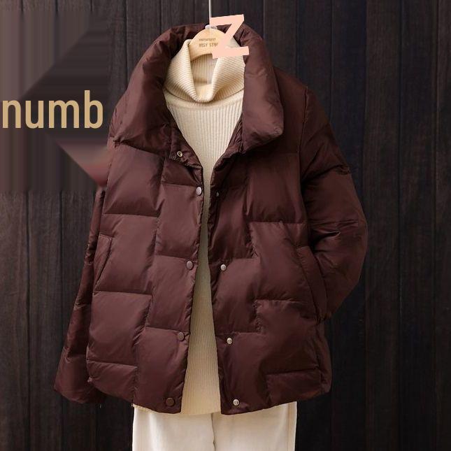 Women's Fashionable Lightweight Stand-up Collar White Duck Down Jacket for Autumn and Winter