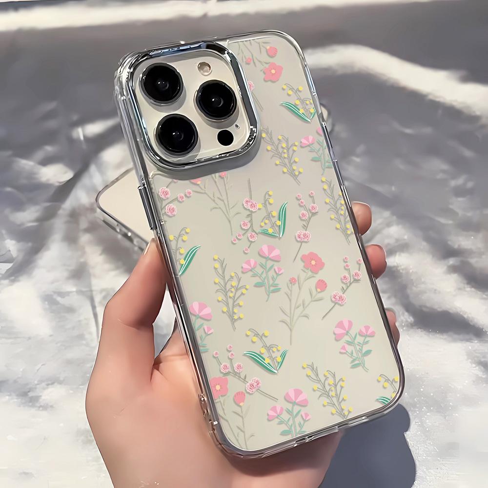 Pink Big Flower Phone Case For IPhone 17 Air 16 15 Pro 14 Plus 13 12 11 X Xr Xs Max 8 7 SE Soft Cover Case Funda 16 15 14 Plus