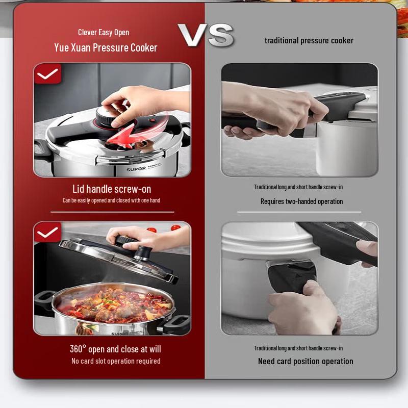 SUPOR Easy Open 6L 316L Stainless Steel Pressure Cooker