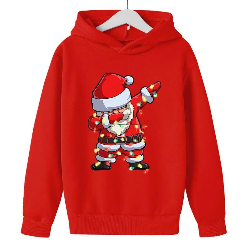 Cartoon Anime Paar Kapuzenpullover Europäische Größe Bedruckter Pullover Weihnachten Weihnachtsmann Muster