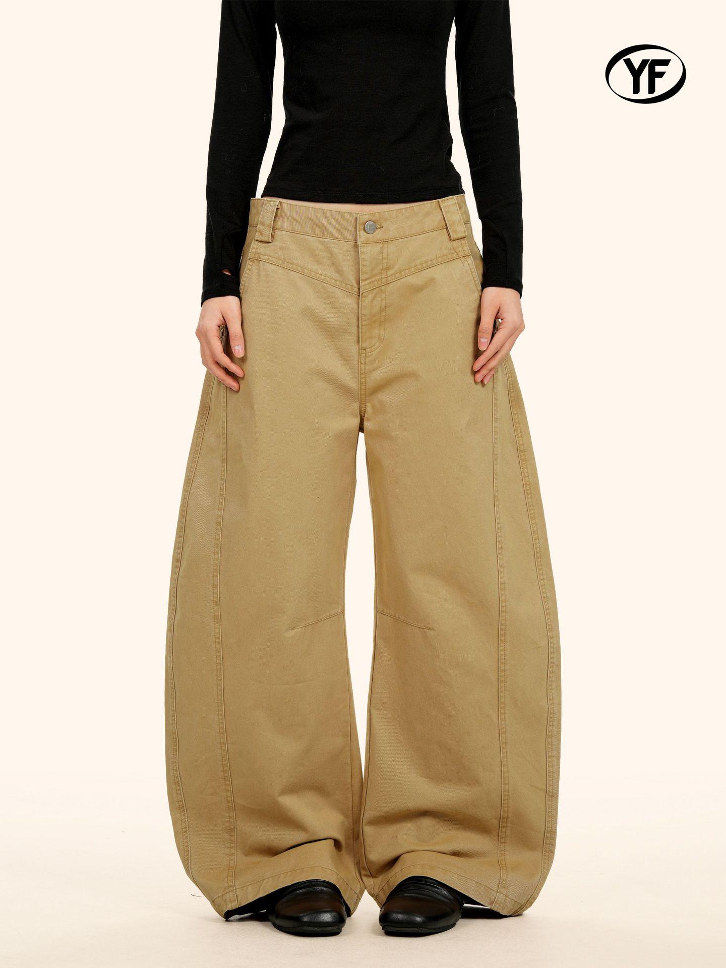 Yongfang Retro Patchwork Wide-Leg Jeans - Unisex Curved Knife Design, 3D Cut, Loose Fit, Floor-Length 2XL