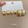 Six-Piece High-End Geometric Steel Stud Earrings Set