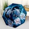 Watercolor Turtle Garden Compact Travel Automatic Umbrella with 8-Rib Foldable Design Travel Essential Compact Folding Umbrella Stylish Gift for Women
