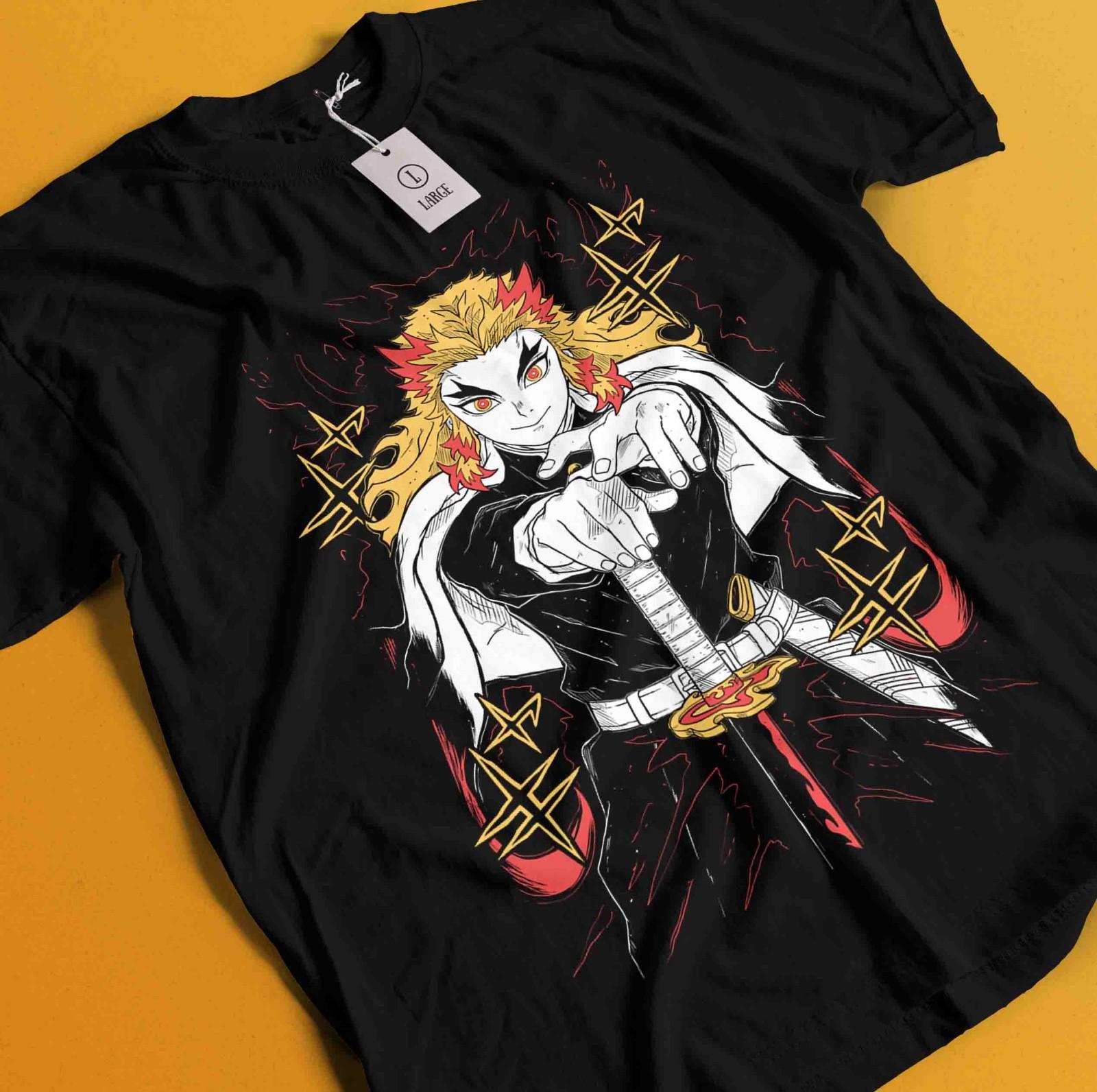 

Demon Slayer Shirt Rengoku Kyojuro Tshirt Tanjiro T-Shirt Mens Womens Tees Top Muzan Doma Wind Tee 4XL