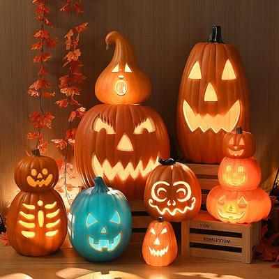 Halloween Light-Up Hollow Pumpkin Lantern for Outdoor Decor