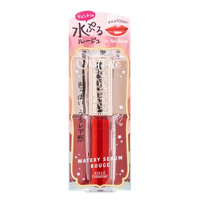 FORTUNE KOSE Watery Serum Rouge 01 Liquid Rouge Tinted Lipstick with Beauty Serum, Dewy Color, Moisturizing Lips, Floral Charm Scent, Red View, 5.5mL
