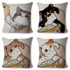 Lustige Liebe Kuss Niedliche Katze Kissenbezüge für Sofa Zuhause Auto Kissenbezug Kissenbezüge Dekor Cartoon Kissenbezug 45x45cm