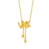 Elegant Gold-Plated Copper Lotus Necklace with Dual Lotus Seed Pendant for Women