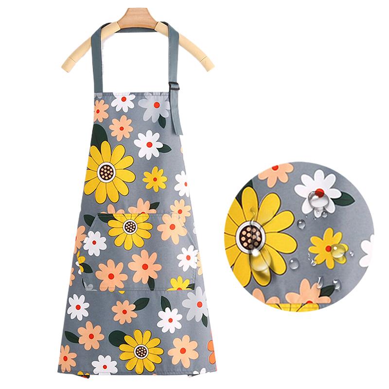 Cute Flower Kitchen Household Oil-Proof Cooking Apron For Women Children Men Kitchen Waterproof Adult Coffee Baking Accessories