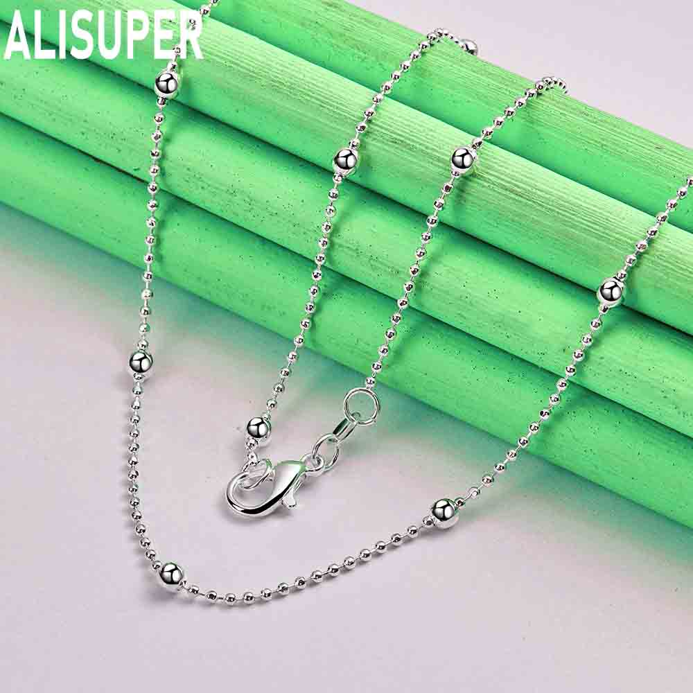 925 Sterling Silver 40-60cm Bead Necklace Fashion Wedding Jewelry
