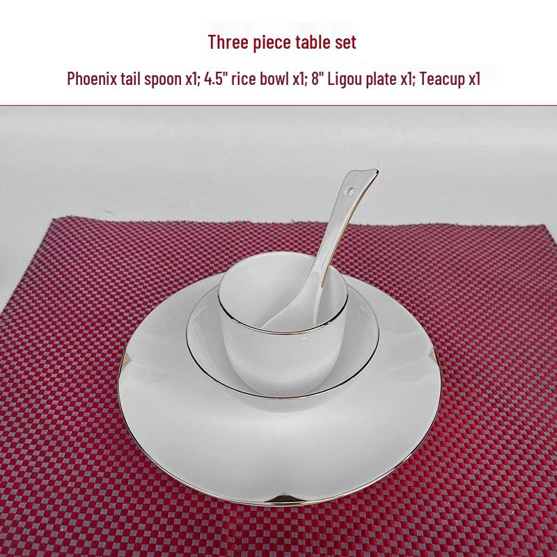 Luxurious Gold Rimmed Bone China Table Setting for Upscale Hotels and Private Clubs
