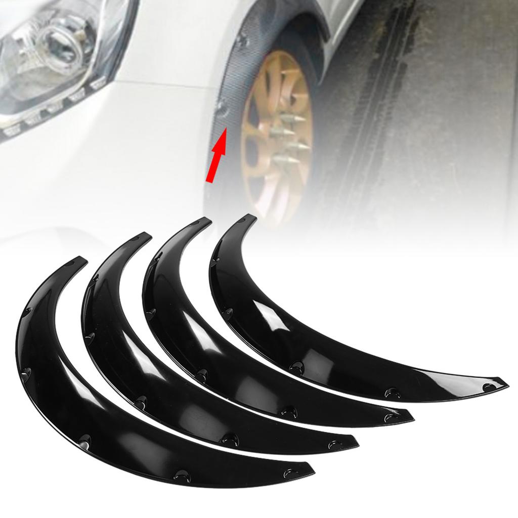 4 Pieces 850mm 33.5 Inch Flexible Car Front and Rr Flares Extra Wide Car Body Wheel Arches   Fitment ABS Black