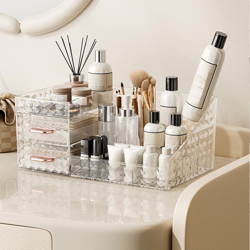 

1PCS Makeup Organizer [Large Capacity] Cosmetic Organizer with Transparent Drawer Multi-functional Lipstick & CosmeticOrganizer вершковий