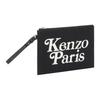 Utility Logo Print Removable Wrist Strap Cotton Clutch Large Women Clutch Black FE58PM902F3599