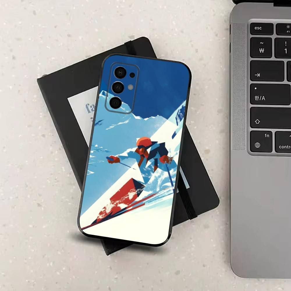 Sport Snowboarding Art For Samsung Galaxy A73,31,32,72,41,53,52,71,22,5G,Note,J7,8,9 Soft Black  Silicone Phone Case