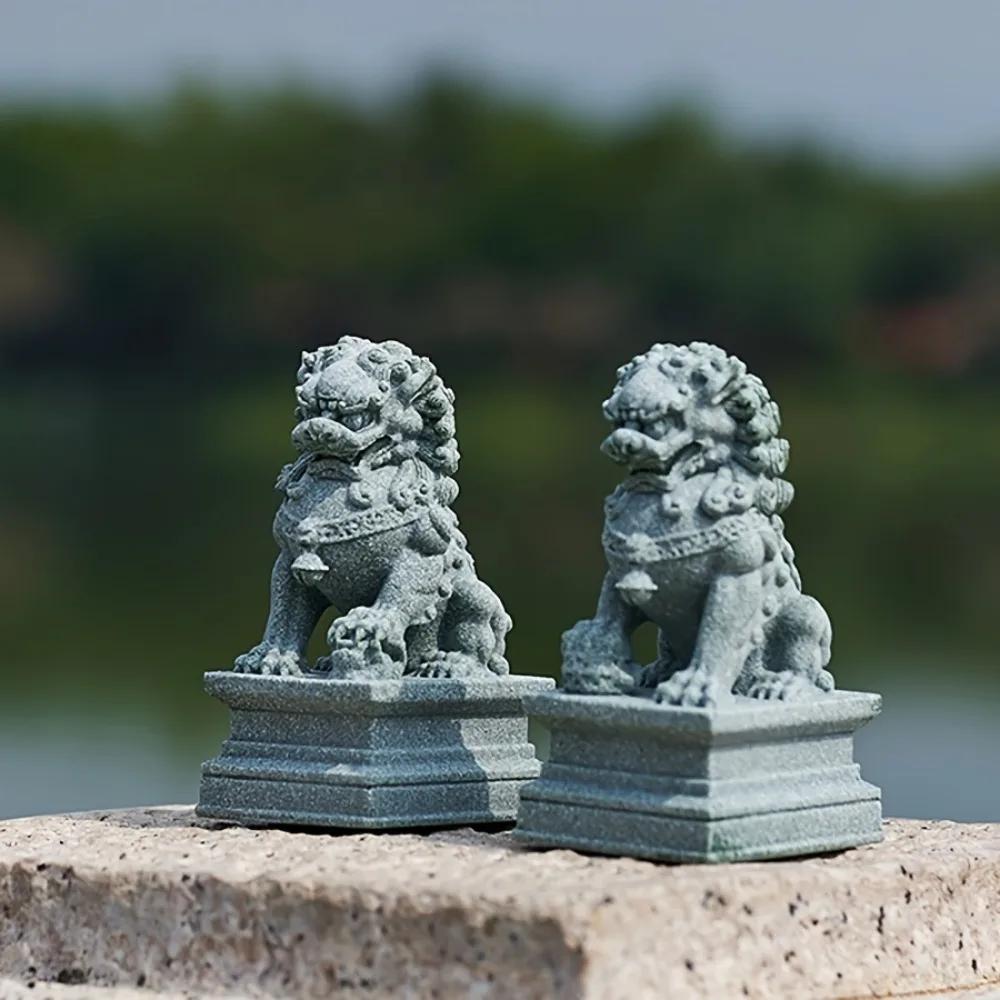 Stone carved lion ornaments, Chinese Feng Shui decorations, home decor, living room, bar, coffee shop, desk decorations