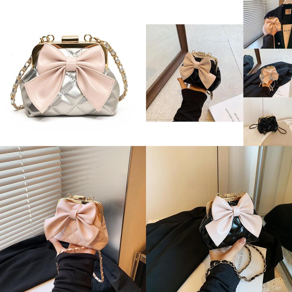 Fashionable French Style Bowknot Mini Wallet Chic Quilted Chain Bag For All Genders