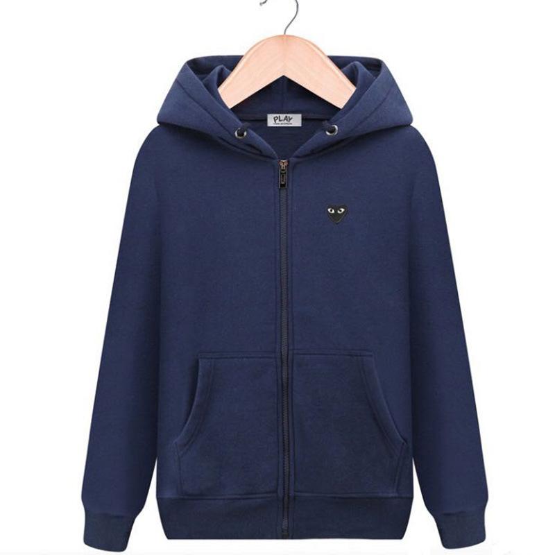 Felpa Streetwear Giapponese per Uomo Donna Coppia Pile Pesante Pullover Cuore Nero Ricamato Manica Lunga Top Oversize