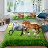 Galloping Horse Bedding Set Califking 260X240 Luxury Bed Comforter Double Home Duvet Set Cover Queen Size Pillowcases 2/3Pcs