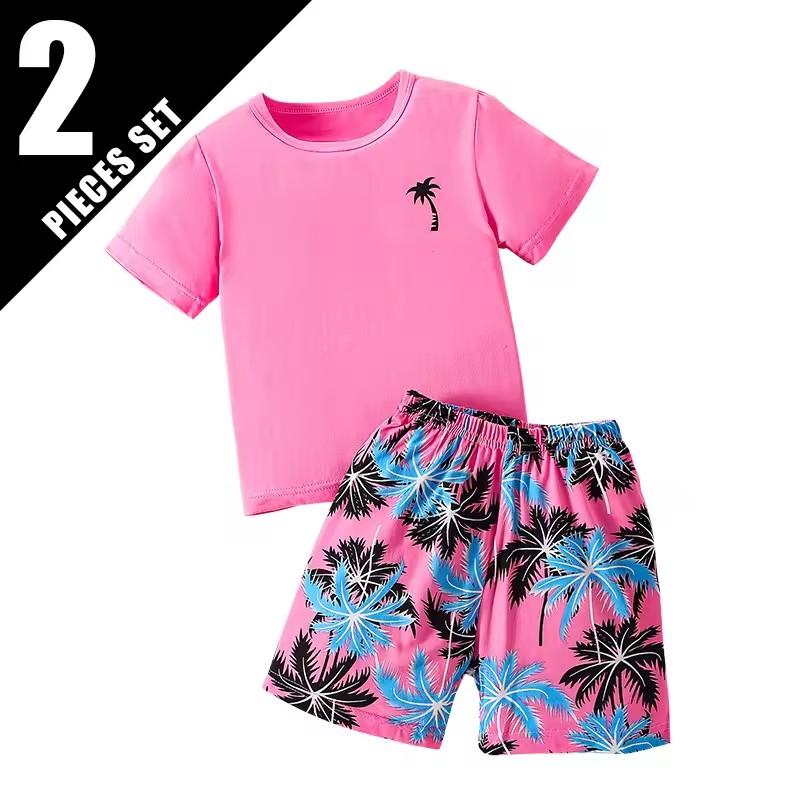 2 Piece Children's Summer Vacation Leisure Persian Mia Wind Suit Boy Joker Comfortable Short-sleeved Girls Beach Cute Shorts