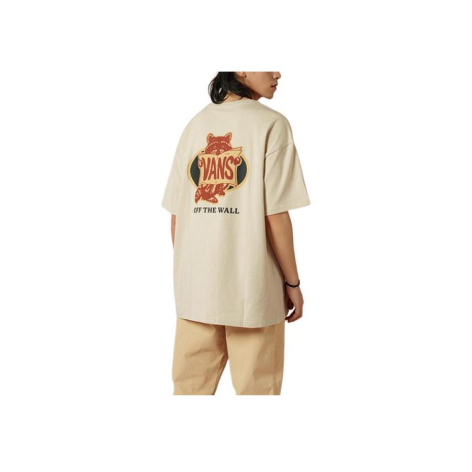 Vans Ilustrace na zádech Potisk mývala Tričko s kulatým výstřihem a krátkým rukávem Unisex topy Ovesná kaše VN0009332N1