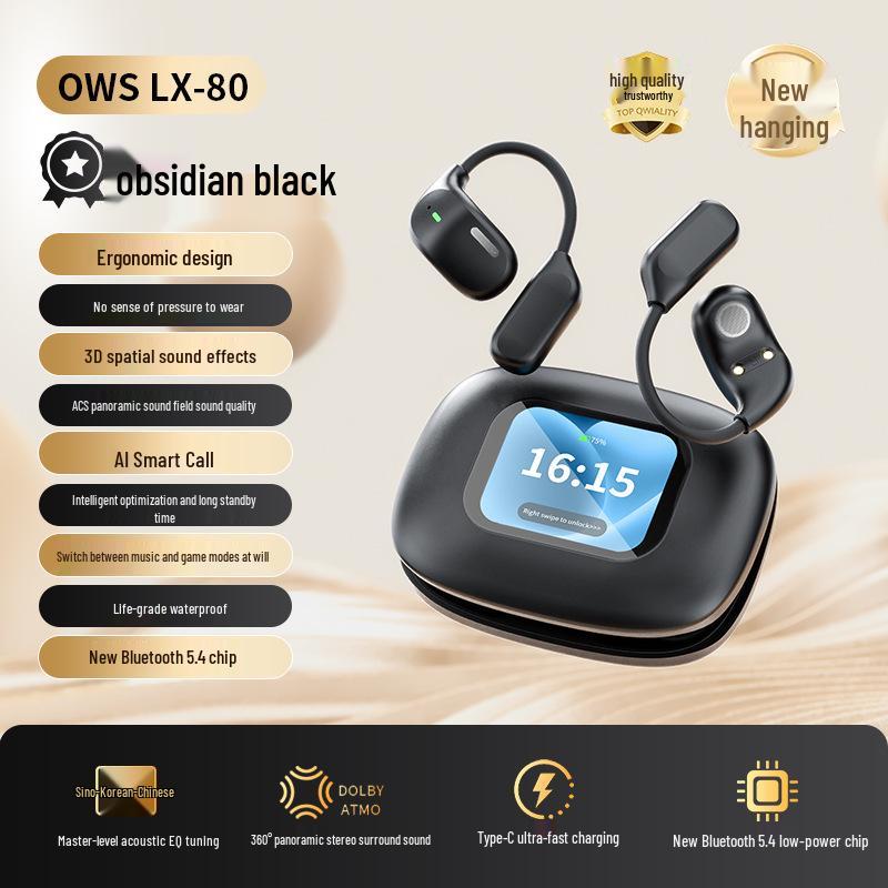 Cross-border AI Translation Bluetooth Earphones with Touch Control & Display - Over-ear & In-earless Wireless OWS