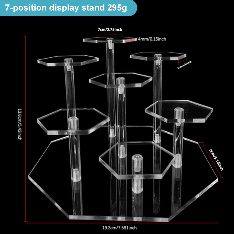 Hexagon Acrylic Display Stand 7 Layer Tiered Showcase Rack Detachable Transparent Holder For Figurine Jewelry Cosplay Collection