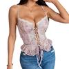 European and American women's clothing summer vacation style sexy lace printing small lace strap close-fitting fresh small suspender