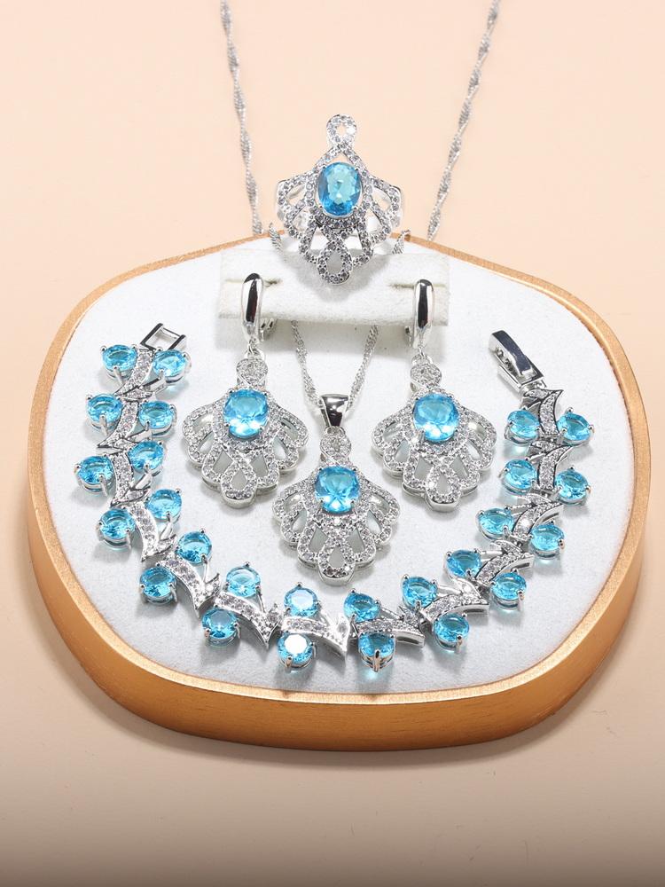 

Оригинальный дизайн Розово-красный Крупные украшения Высококачественный циркон Модные аксессуары Наборы из 5 предметов Женский Свадебная вечеринка Костюм resizable