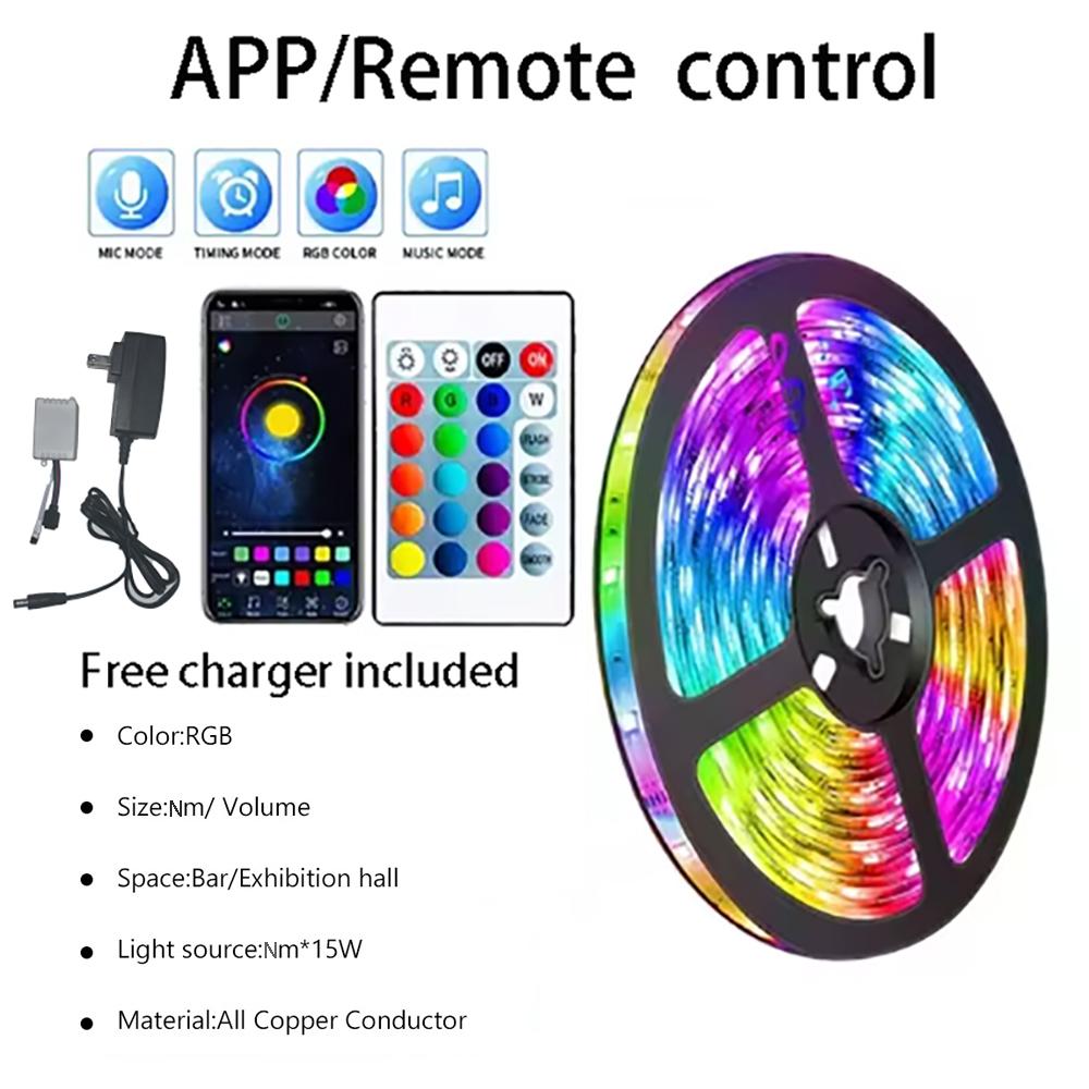 

USB светодиодная лента с управлением через приложение, меняющая цвет, RGB гибкая световая лента, декор для комнаты, подсветка телевизора, Bluetooth, светодиодная праздничная вечеринка EU Plug&5M